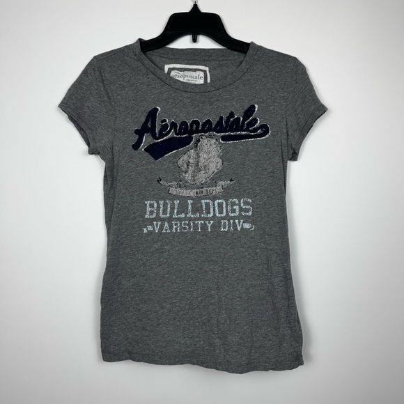 Aeropostale Gray Bulldogs Varsity Tee with Navy Script - Picture 3 of 6
